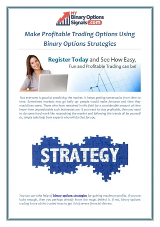 Make Profitable Trading Options Using Binary Options Strategies