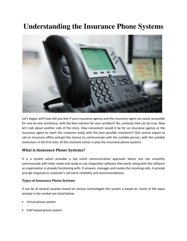 Understanding the Insurance Phone Systems
