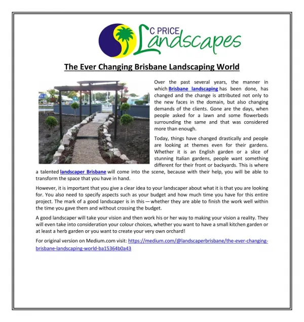 The Ever Changing Brisbane Landscaping World