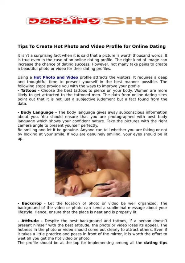 Tips To Create Hot Photo and Video Profile for Online Dating
