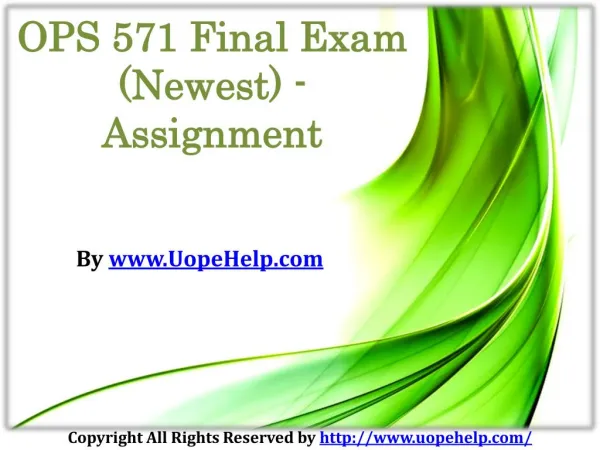 OPS 571 Final Exam Assignment