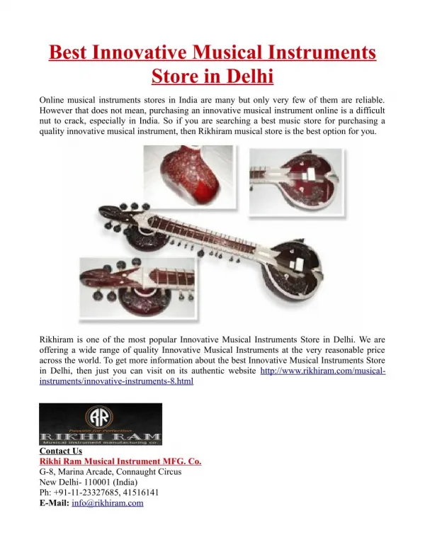 Best Innovative Musical Instruments Store in Delhi