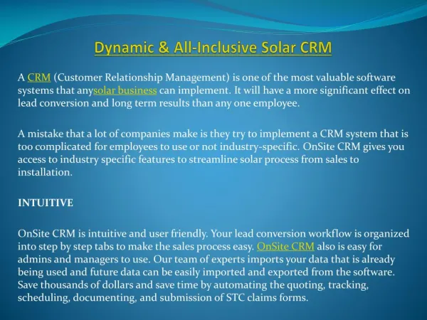 Dynamic & All-Inclusive Solar CRM