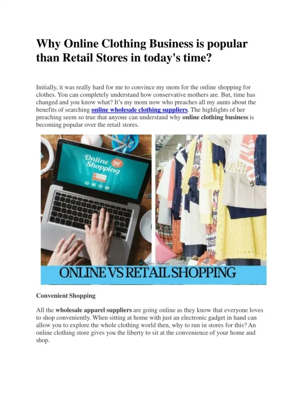 Why Online Clothing Business is popular than Retail Stores in today's time?