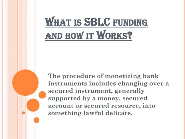 What is SBLC funding and how it Works?