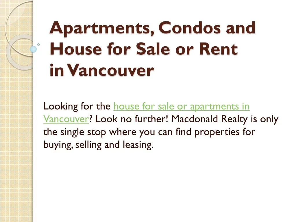 apartments condos and house for sale or rent in vancouver