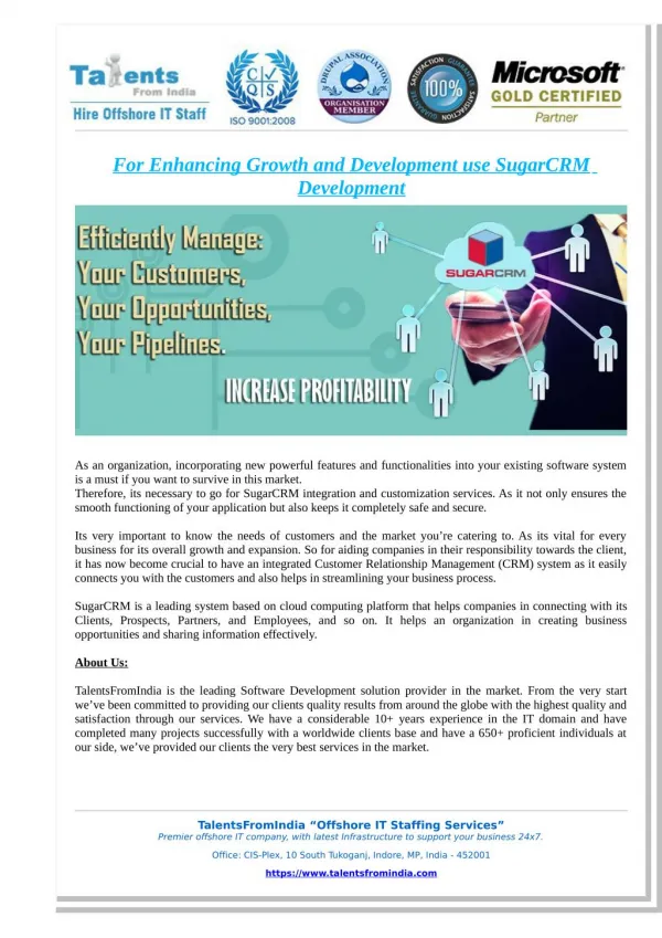 For Enhancing Growth and Development use SugarCRM Development