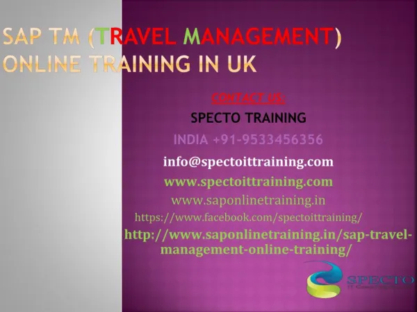 Sap tm(travel management) online live training | spectotraining