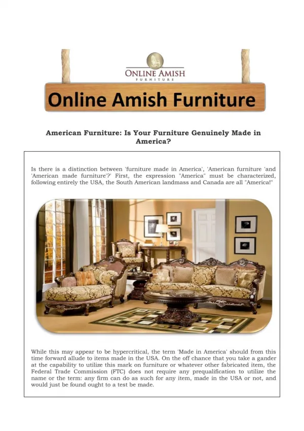 American Furniture: Is Your Furniture Genuinely Made in Amer