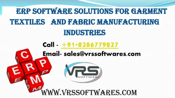 VRS UNIERP Software for Textile manufacture, Apparel, Home Fashions and Fabrics industries