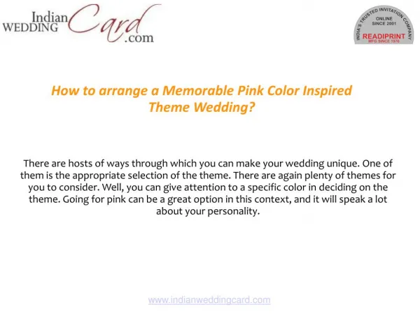 How to arrange a Memorable Pink Color Inspired Theme Wedding