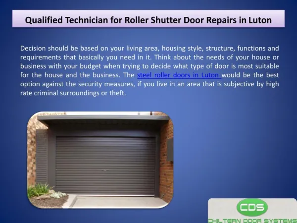 Qualified Technician for Roller Shutter Door Repairs in Luton