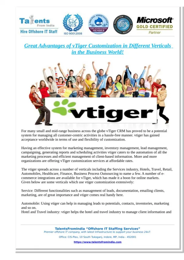 Great Advantages of vTiger Customization in Different Verticals in the Business World!