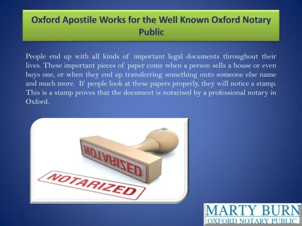 Oxford Apostile Works for the Well Known Oxford Notary Public