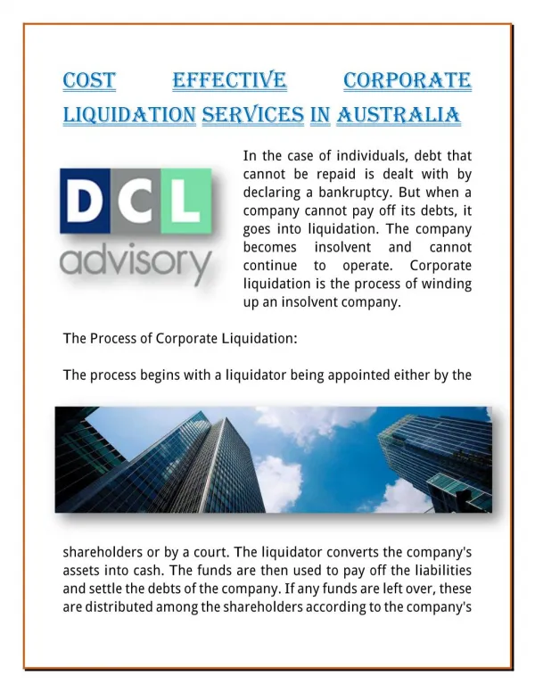 Cost Effective Corporate Liquidation Services in Australia