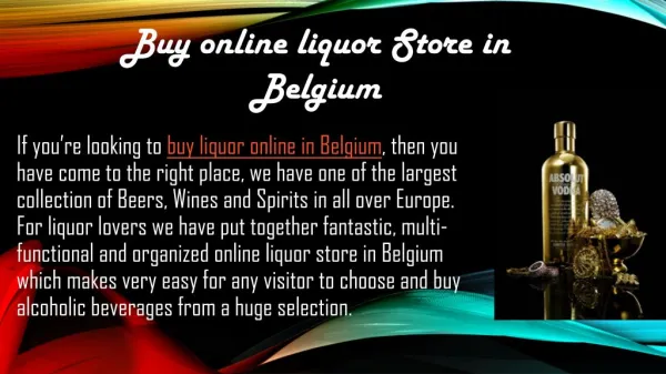 Buy online liquor in Belgium