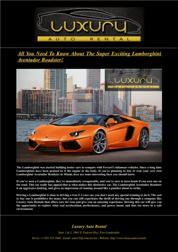 All You Need To Know About The Super Exciting Lamborghini Aventador Roadster!