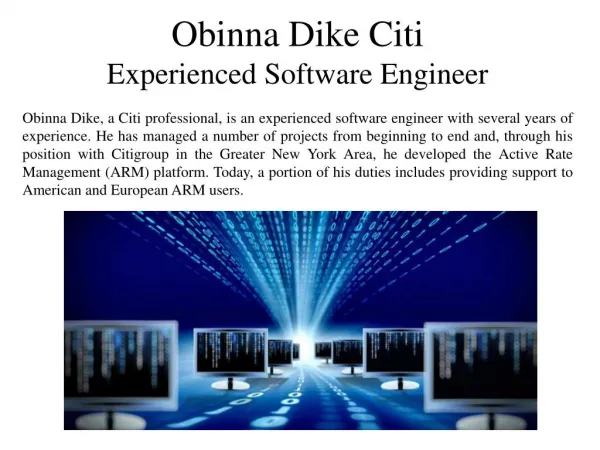 Obinna Dike of Citi - Experienced Software Engineer