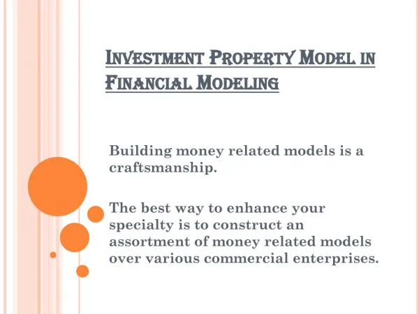 Investment Property Model in Financial Modeling