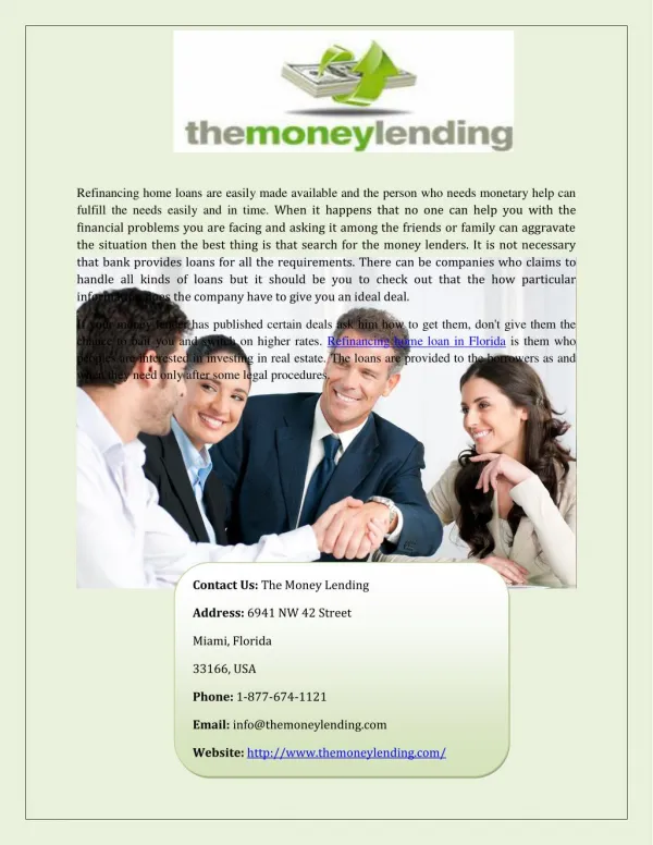 Refinancing Home Loan In Florida