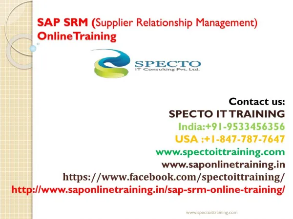 sap srm online training -sap drm online live training|specto