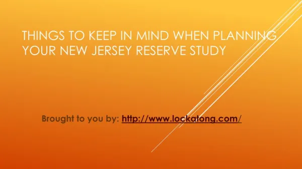 Things To Keep In Mind When Planning Your New Jersey Reserve Study