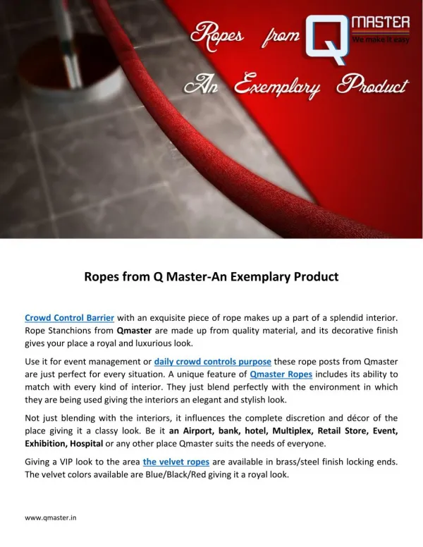 Ropes from Q Master-An Exemplary Product