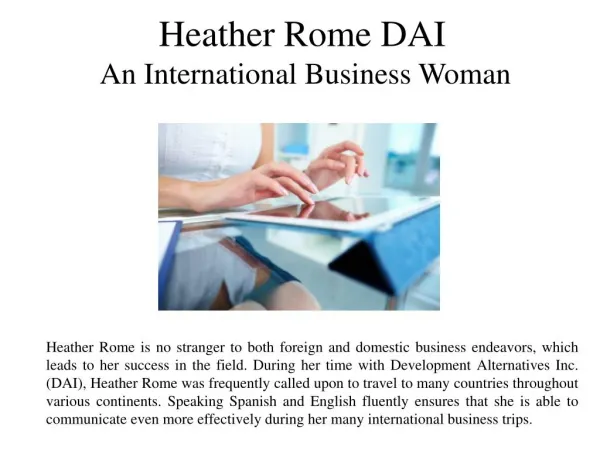 Heather Rome DAI International Business Woman