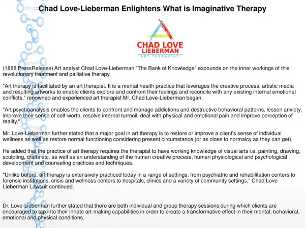 Chad Love-Lieberman Enlightens What is Imaginative Therapy