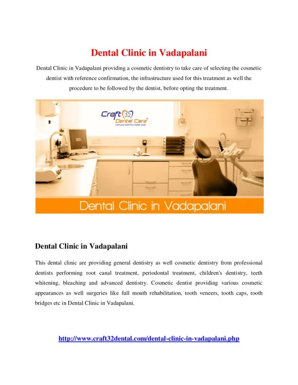 Dental Clinic in Vadapalani