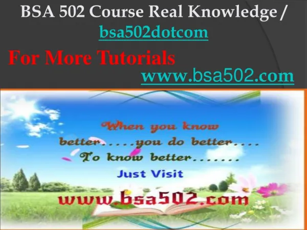 BSA 502 Course Real Knowledge / bsa502dotcom