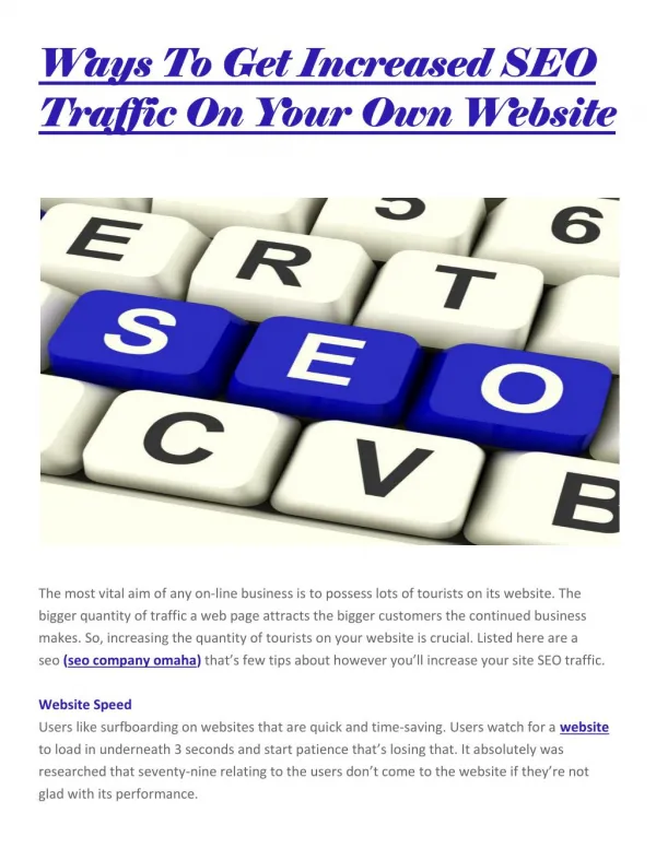 Ways to get increased seo traffic on your own