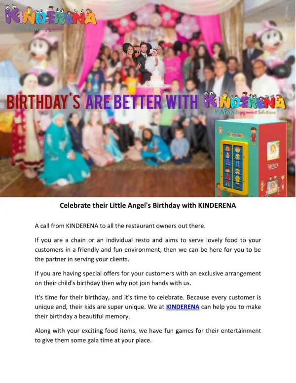 Celebrate their Little Angel's Birthday with KINDERENA