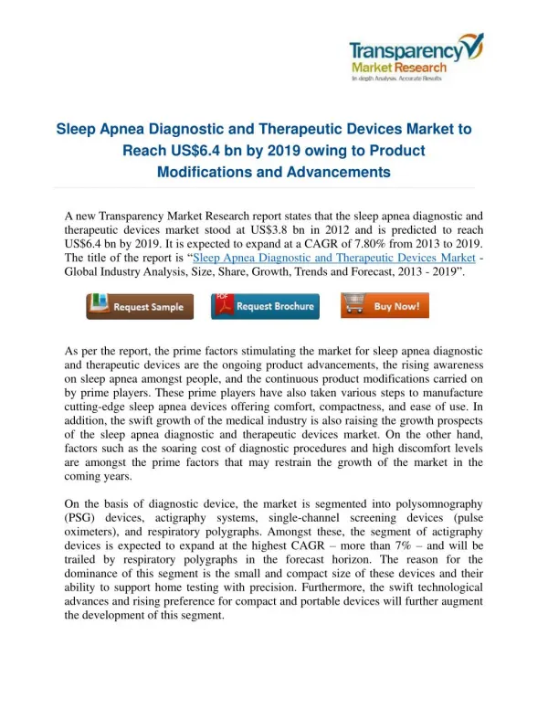 Sleep Apnea Diagnostic and Therapeutic Devices Market: A New Dimension of Innovation