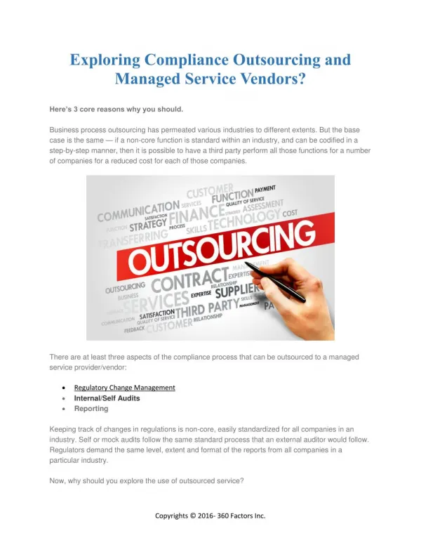 Exploring Compliance Outsourcing and Managed Service Vendors?