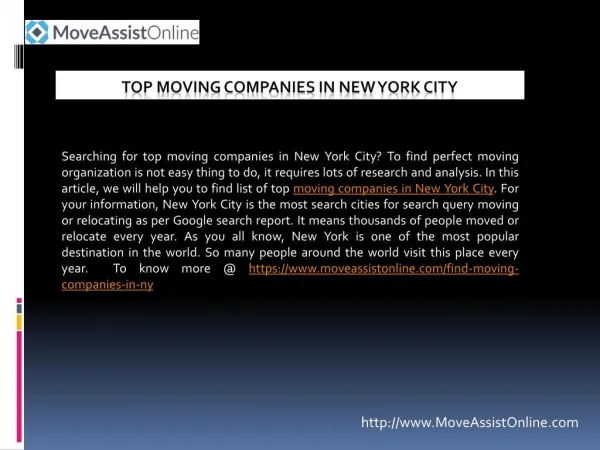 Looking for Best Moving Companies in New York City?