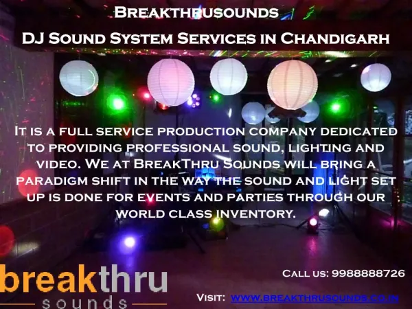 DJ Services Chandigarh | DJ Sound System Ludhiana - Breakthrusounds