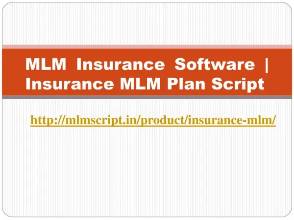 MLM Insurance Software | Insurance MLM Plan Script