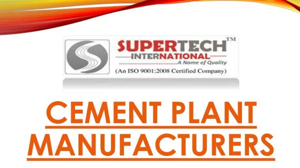 Cement Plant Manufacturers From India