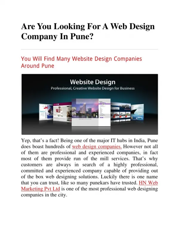 Are You Looking For A Web Design Company In Pune?