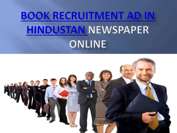 Recruitment ad booking or publishing in hindustan hindi