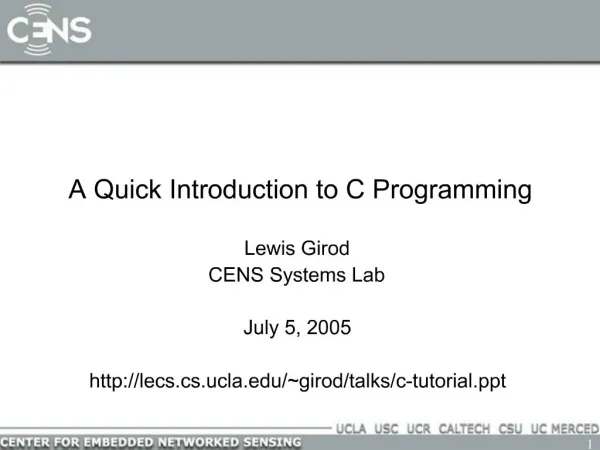 A Quick Introduction to C Programming