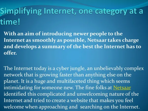 Simplifying Internet, one category at a time!
