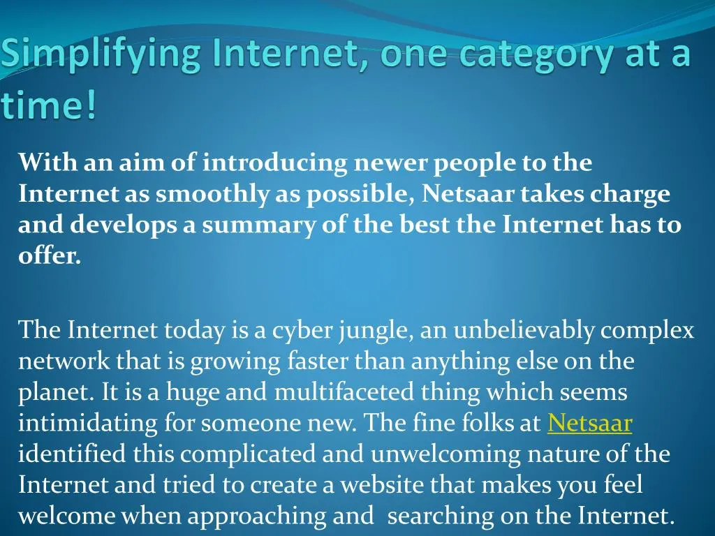 simplifying internet one category at a time
