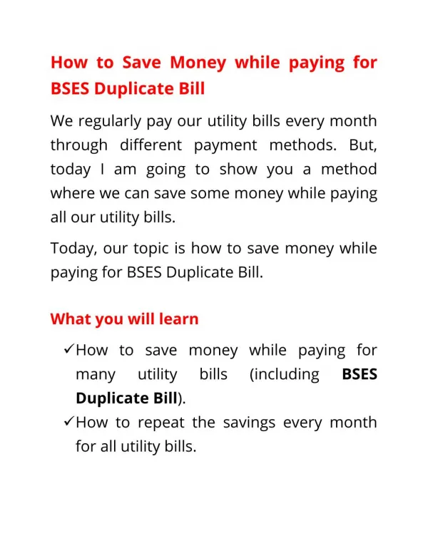 Bses Duplicate Bill