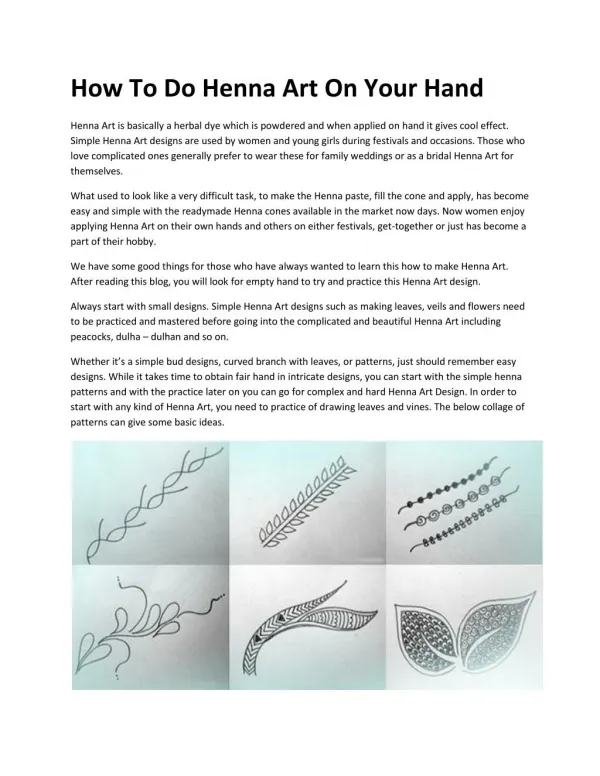 How To Do Henna Art On Your Hand