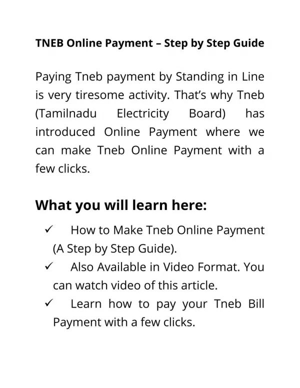 Tneb Online Payment