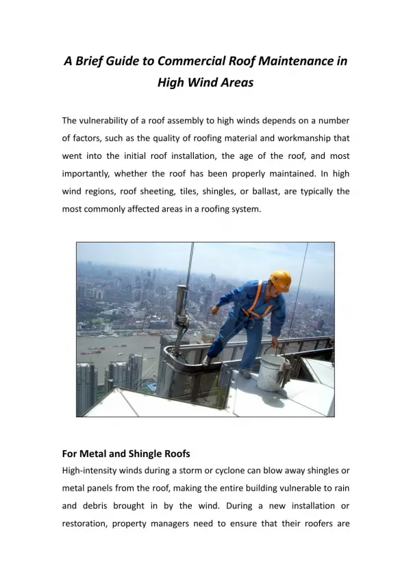 Guide to Commercial Roof Maintenance