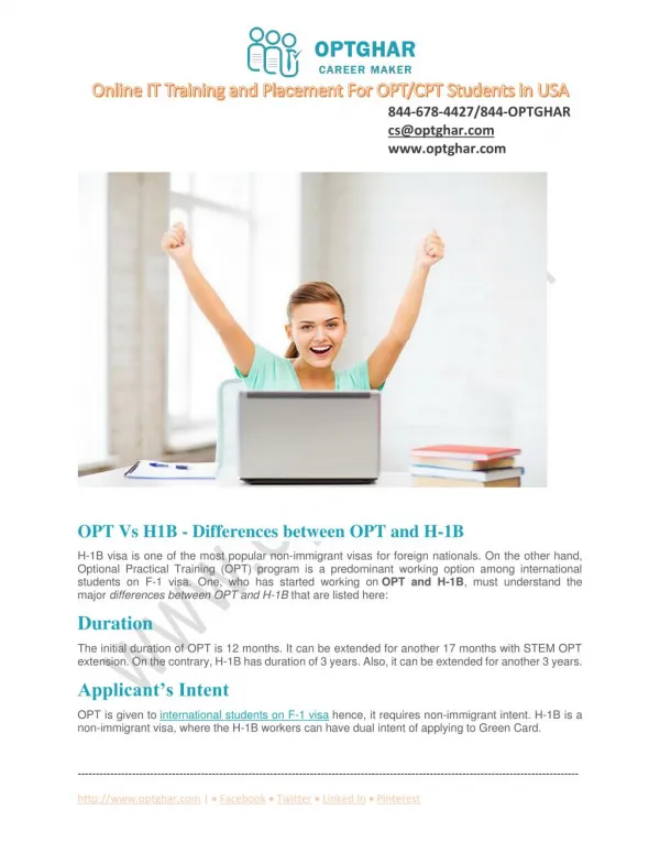 OPT vs H1B Visa - Difference between OPT and H1-B