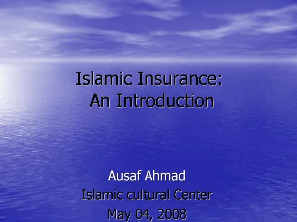 Islamic Insurance: An Introduction